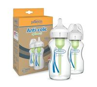 Dr. Brown's Pack de 2 Biberones Anticólicos Cristal 270 ml | Sistema de ventilación interna patentado que evita que el bebé trague aire durante la toma