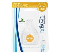 Dr. Brown's - Pezones de silicona estándar de flujo natural nivel 3 6m+ - 2 unidades