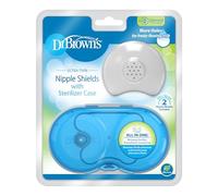 Dr. Brown's Protectores de pezón con funda, tamaño 2-25 mm y más, ajuste elástico, para dificultades de cierre, pezones planos/invertidos, protector de pezón de silicona