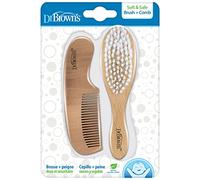 Dr. Brown's Set Cepillo y Peine de Madera Bebé para Costra Láctea | Filamentos suaves para el cuero cabelludo delicado, pensados para el aseo diario del recién nacido