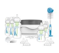 Dr. Brown's Set Deluxe Biberones Anticólicos Boca Ancha para Recién Nacido | Con esterilizador de vapor para microondas, pinzas, 5 unidades de 270 y 150 ml, tetinas de nivel 1, 2 y 3 y tapas de viaje