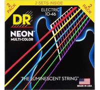 Dr cuerdas Hi-Def neón multicolor tamaño mediano cuerdas para guitarra eléctrica (10 - 46) 2 unidades