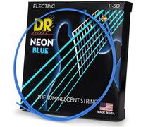 Dr cuerdas nbe11 11 - 50 Extra fuerte Set con revestimiento de hecho a mano Neon Hi-Def azul eléctrico Cuerdas