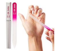 Dr. Dana Glass Nail File with Case - This Premium Glass fingernail File for Natural Nails is a Double-Sided Etched Crystal Nail File with Protective T