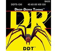 DR DDT5-130 Cuerdas DDT™ - Cuerdas de bajo de afinación desplegables: 5 cuerdas medianas a pesadas 45-130, plata