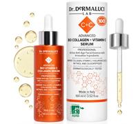 Dr. Dermaluci Lab Serum Vitamina C Facial Colágeno Marino Antiedad 100ml | Antiarrugas, Iluminador, Hidratante - Ácido Hialurónico, Péptidos, Retinol, Aloe Vera - Piel Sensible - AIAB BIO, Italy