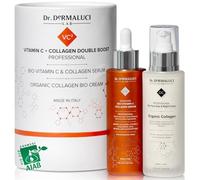 Dr. Dermaluci Lab Set Regalo Mujer Antiedad Día y Noche Vitamina C 2x100ml | Idea Regalo Navidad - Serum Vitamina C + Crema Colágeno Marino Antiarrugas - Piel Seca y Madura - AIAB BIO, Made in Italy