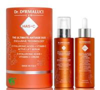 Dr. Dermaluci Lab - Set Regalo Mujer/Hombre Cumpleaños BIO - Antiarrugas, Hidratante, Iluminador - Serum Vitamina C + Crema 5 Acidos Hialuronicos 2x100ml - Hexapeptido, Centella - Made in Italy
