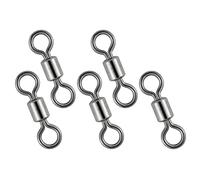 Dr.Fish 50 unidades de pesca micro giratorios, giratorio de pesca con mosca, barril giratorio de alta resistencia, anillos sólidos de gancho conector de línea de níquel negro, giratorio de pesca de 10 mm