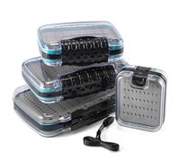 Dr.Fish Caja de pesca con mosca, impermeable, ligera, de plástico ABS, doble cara, ranura profunda, tapa transparente, soporte transparente para almacenamiento, tamaño XS