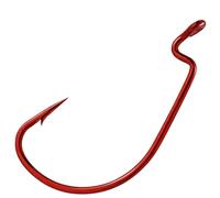 Dr.Fish EWG - Juego de 50 ganchos para pesca de lubina, ganchos de gusano extra ancho, para pesca en agua dulce Carolina/Texas Rig rojo #4