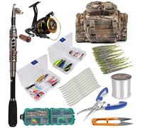 Dr.Fish Fishing Rod and Reel Combos 125-Pieces Telescopic Spinning Pole Reel Gear Equipment Set for Adult Collapsible Travel Complete Fishing Sets Men Starter Freshwater Saltwater 6FT