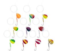 Dr. Fish - Juego de 10 aparejos de lucioperca, 47 pulgadas, 15 libras mono arnés de oruga Spinner Rig Live Bait Rigs Colorado Spinner Blades Snelled Hooks Pulpo Hook Pesca de lucioperca de agua dulce