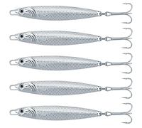 Dr.Fish Juego de 5 señuelos de pesca de mar de metal, para pesca marina, bacalao, lubina, lucio, aguijón, señuelos giratorios de metal, 14 g