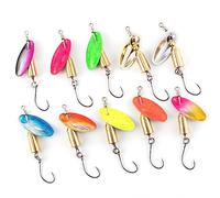 Dr.Fish Paquete de 10 molinillos de pesca para trucha, un solo gancho, spinnerbait señuelos en línea, cuchillas de crappie, salmón, panfish Bluegill, señuelos spinners de agua dulce