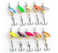 Dr.Fish Paquete de 10 señuelos giratorios de pesca para trucha, anzuelo triple, spinnerbait señuelos en línea, cuchillas giratorias de salmón, cangrejo azul, señuelos de agua dulce