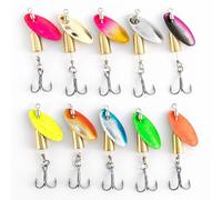 Dr.Fish Paquete de 10 señuelos giratorios de pesca para trucha, anzuelo triple, spinnerbait señuelos en línea, cuchillas giratorias de salmón, cangrejo azul, señuelos de agua dulce