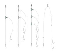 Dr.Fish Paquete de 12 aparejos de pesca en el mar, fundición de playa, flapper 2/0 3/0 con clip y polea de pennel, amarre a mano para pesca en la orilla 2, 3 ganchos listos para usar