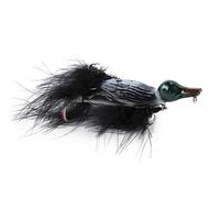 Dr.Fish Topwater - Señuelo de pesca de pato realista de 4.1 pulgadas, anzuelos duros flotantes con plumas, cebo artificial, lucio, siluro, señuelos de pesca, color verde y gris