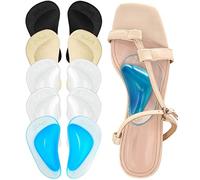 Dr.Foot Plantillas de soporte de arco para fascitis plantar, 5 pares, almohadillas de gel gruesas para pies planos, insertos autoadhesivos para hombres y mujeres, Transparente*2+negro+beige+azul, 5