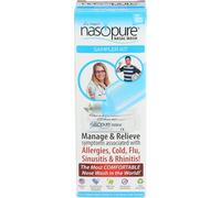 DR HANA'S NASOPURE El "Mejor Neti" | Sampler Kit | Botella 8 onzas con 4 salina tamponada paquetes | Alergias y alivio de la congestión nasal Wash