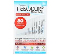 DR HANA'S NASOPURE Los más agradables € Neti pota | Valor Kit de recarga | 80 salina tamponada paquetes | Alergias y alivio de la congestión nasal Wash