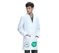 Dr. James Bata de laboratorio Premium 100% Algodón para Hombres, con bolsillos para smartphone y tableta, ajuste entallado, cierre de botones (S)