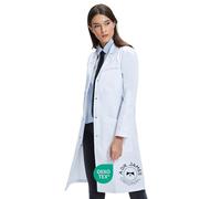 Dr. James Bata de laboratorio Premium 100% algodón para mujeres, con múltiples bolsillos, ajuste clásico, cierre a presión oculto (38)