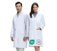 Dr. James Bata de laboratorio Premium 100% Algodón Unisex para Hombres y Mujeres, con bolsillos para teléfono y tableta, ajuste clásico, cierre a presión (3XL (Hombre 3XL / Mujer 4XL))