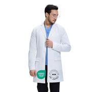 Dr. James Bata de laboratorio Premium Estilo de Consulta para Hombres, con múltiples bolsillos, ajuste entallado, cierre de botones (M)