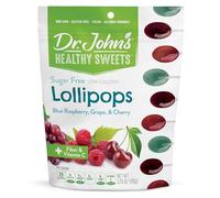Dr. John's Healthy Sweets Sin azúcar de la fruta Lollipops Uva, cereza, frambuesa azul 3.85 onza