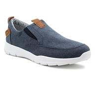 Dr Keller Tenis de lona para hombre, elásticos, con doble refuerzo, casuales, planos, bajos, para hombre, Navy, 42 2/3 EU