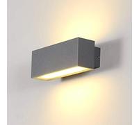 Dr.lazy Apliques de Pared Exterior LED 12W Lámpara de Pared Impermeable IP65 Luz de Aluminio Iluminación para Balcón, Jardín, Porche, Camino, Patio (Gris/Blanco cálido)