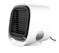 Dr.Lefran Aire Acondicionado portátil, Mini Enfriador de Aire USB 4 en 1 con Luces LED de 7 Colores, 3 velocidades de Viento, Ventilador de enfriamiento de Escritorio,Blanco