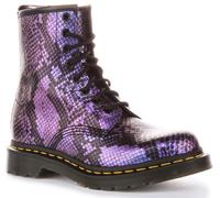DR MARTENS 1460 Serpiente Piel Estampada Cordones Botas En Negro Multicolor GB 4