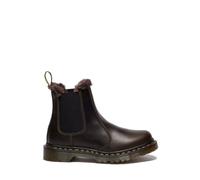 Dr. Martens 2976 Leonore Chelsea Boots, Cuero Marrón, Forro de Piel Sintética, Suela con Costuras Amarillas, Botas de Invierno Talla 43