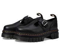 Dr. Martens Audrick T Bar - Mocasines de plataforma para mujer, parte superior de cuero, cierre de correa con hebilla, tacón grueso, Negro, 9