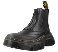 Dr. Martens Botas Chelsea con plataforma, cuero negro, suela gruesa con diseño de tractor, elástico lateral