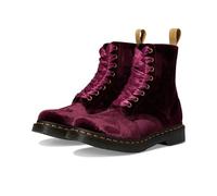 Dr. Martens Botas veganas 1460 Pascal Velvet de 8 ojales para mujer, Cherry Red, 37 EU