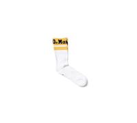Dr. Martens Calcetines unisex con logotipo atlético de mezcla de algodón, blanco y amarillo, S-M