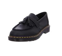 Dr. Martens Mocasines Adrian Yellow Stitch – Unisex de cuero para adultos, Negro, 8 Mujer/7 Hombre