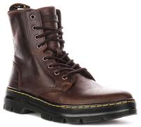 Dr Martens Peines Cuero 8 Ojo Resistente Tract Botas Hombre Dark Marrón EU 41-46