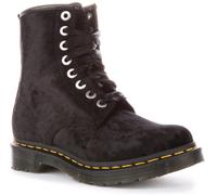 DR MARTENS Vegano 1460 Crus Terciopelo Cordones Cinta Botas Mujer Negro GB 3-7