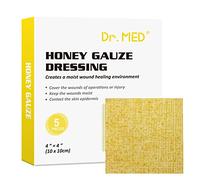 Dr. Med Manuka - Vendaje de gasa de miel de 4 x 4 pulgadas, (5 piezas/caja) parche médico para el cuidado de heridas para abrasiones menores, cortes, laceraciones, escaldaduras y quemaduras para