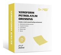 Dr.Med Xeroform - Parche para apósitos de petrolato, 2 x 2 pulgadas, 25 unidades por caja, apósitos de gasa no adherentes, para quemaduras de grosor menor o parcial, laceraciones, sitios receptores de