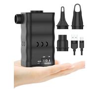 Dr.meter Bomba de Aire eléctrica, 6000 mAh, Recargable, Mini Bomba con 3 boquillas de Aire, Bomba de Aire portátil, batería para Cama de Aire, colchón de Aire, Flotador, Ropa, Bolsa de vacío (Negro)