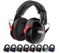 Dr.meter Cascos Antiruido Adultos 31dB, Cascos de Obra Protectores Auditivos Ajustables para Trabajo, Construcción, Tiro Deportivo y Estudio, Cascos Insonorizados Aislantes de Ruido Negro+Rojo