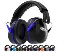 Dr.meter Cascos Antiruido Adultos 31dB, Cascos de Obra Protectores Auditivos Ajustables para Trabajo, Construcción, Tiro Deportivo y Estudio, Cascos Insonorizados Aislantes de Ruido Negro+Azul