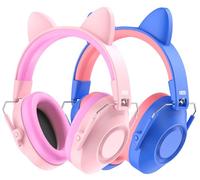 Dr.meter Cascos Antiruido Niños, Cascos Insonorizados Protectores de Oído para Niños SNR 32 Protectores Auditivos Cascos Ruido Orejeras Antiruido con Almohadillas Suaves Azul Oscuro y Rosa