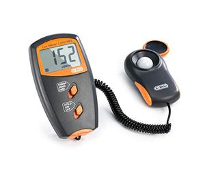 Dr.meter Luxómetro Portátil, Fotometro Medidor de luz Digital Rango 0-100,000 Lux Luxómetro Temperatura Alta precisión Pantalla LCD